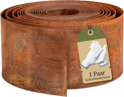 Gazonrand Metaal - Bloembedomranding Perkrand - Tuin Afscheiding - Flexibel Vormbaar - 5 Meter 15cm - Roestbruin