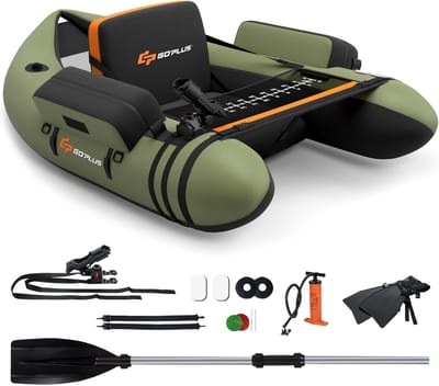 Opblaasbare Vissersboot Bellyboot PVC met Rugleuning, Peddel en Vinset voor Vissen & Zwemmen