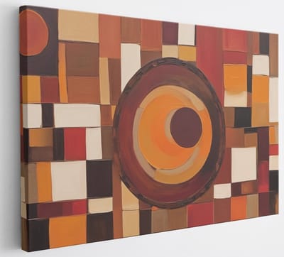 Saammp Canvas Schilderij - Bruin - cirkels - Abstract - 30x20 - Foto op canvas - Wanddecoratie - Muurdecoratie Woonkamer - Slaapkamer decoratie - Canvas Print