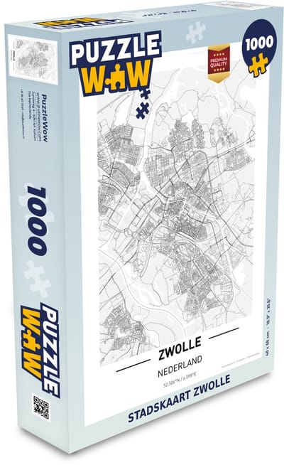 Puzzel Stadskaart Zwolle - Legpuzzel - Puzzel 1000 stukjes volwassenen - Plattegrond