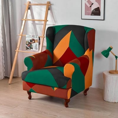 Hoes voor stoel met bloemenvleugel Stretch Spandex Fauteuilhoezen met gevleugelde rugleuning Afneembare enkele bankhoezen Meubelbeschermerhoes