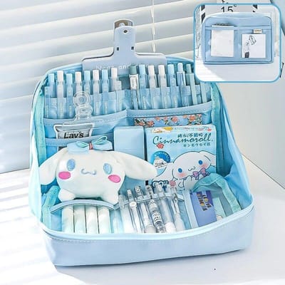 Premium 1 stuk Hoge Kwaliteit 12 Lagen Grote Capaciteit Etui Mooi Multifunctioneel Classificatie Opbergruimte Kantoorbenodigdheden Opbergtas blauw