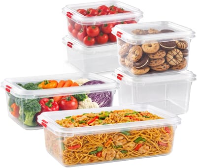 Plasticforte Vershoudbakjes set Frost - 6x stuks - vriezer bakjes - kunststof - diverse maten - 1000-1600-2600-3700 ml - nestbaar