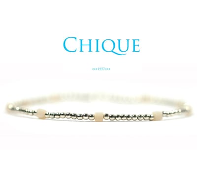 Heaven Eleven - Dames - armband - 925 zilver - creme - 1mm - creme - vierkant kralen - 16,75cm