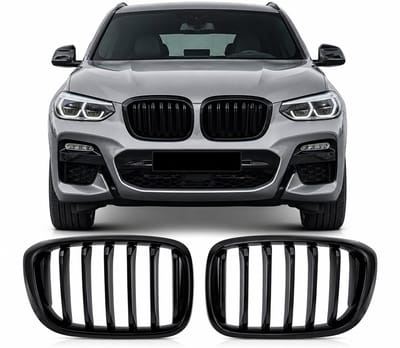 Grille Nieren Geschikt voor BMW X3 X4 G01 G02 (2017-2021) – Enkelspijlen – Hoogglans Zwart – Set van 2