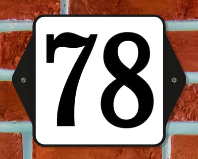 Huisnummerbord Klassiek - Nummer 78 - 14 x 11 cm - incl. bevestiging | - naambord - nummerbord - voordeur