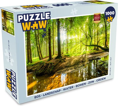 Puzzel Bos - Landschap - Water - Bomen - Zon - Groen - Natuur - Legpuzzel - Puzzel 1000 stukjes volwassenen