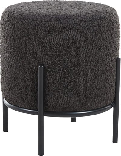 Poef Mia Antraciet - Bouclé - Breedte 35 cm - Diepte 35 cm - Hoogte 38 cm