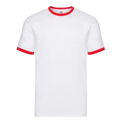 Fruit of the Loom Heren Ringer 160 T-Shirt (Wit/rood)