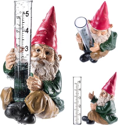 KADAX Regenmeter voor de tuin, 12 cm, decoratief neerslagmes met overzichtelijke dubbele schalen, vorstbestendige regenindicator (12 cm, dwerg)