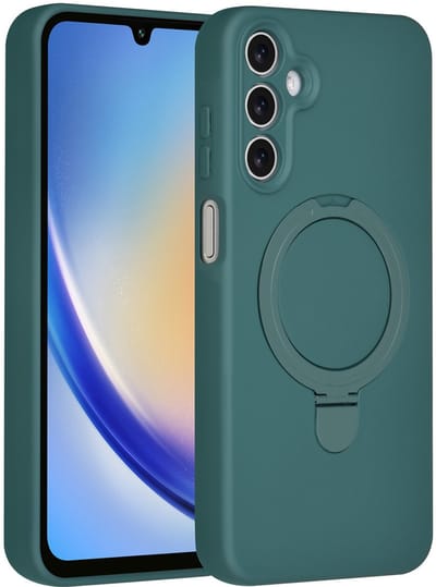 TUNIQ telefoonhoesje voor Samsung Galaxy A15 5G - MagSafe met ringstand - Donkergroen