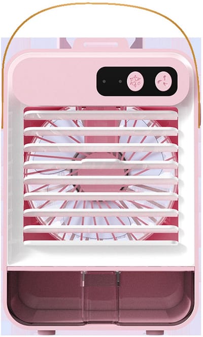 VHV-3-in-1 Handventilator en Tafelventilator - Oplaadbare USB Mini Ventilator met Waternevel - Draagbare Ventilator met Spiegel en Standaard - Compacte Pocket Fan voor Festival, Make-up, Thuiswerkplek en Op Reis