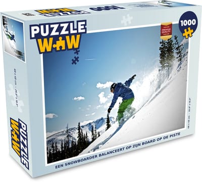 Puzzel Een snowboarder balanceert op zijn board op de piste - Legpuzzel - Puzzel 1000 stukjes volwassenen