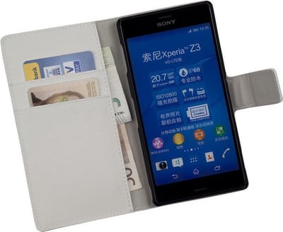 Lelycase Sony Xperia Z3 Bookcase Wallet Cover Hoesje Wit