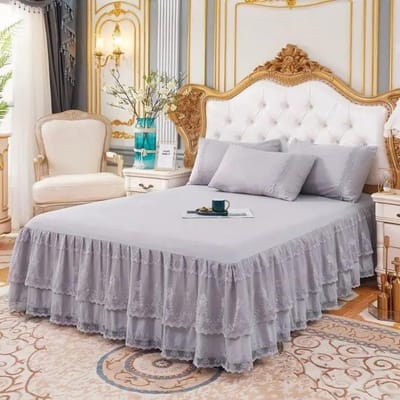 Slaapkamer Bedrok Antislip Matrashoes 3 Lagen Bedrok Couvre Lit Kanten Bedrok met Ruches Bedlaken Sprei 150x200cm 1pc