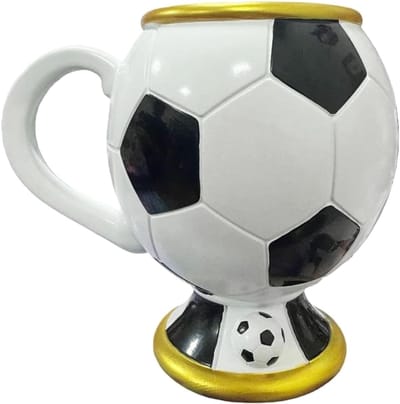 VHV - Voetbal Mok - 10 oz voetbalbeker met hars buitenkant en RVS binnenzijde - voor koffie, thee en sportfans - Wereldkampioenschapsthema
