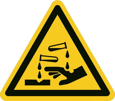 Bijtende stoffen sticker 200x200 mm - vinyl - ISO 7010 W023