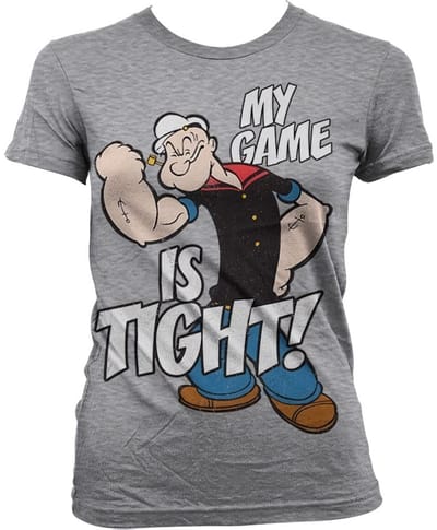 Popeye Game Is Tight Girly T-shirt voor dames, heathergrijs