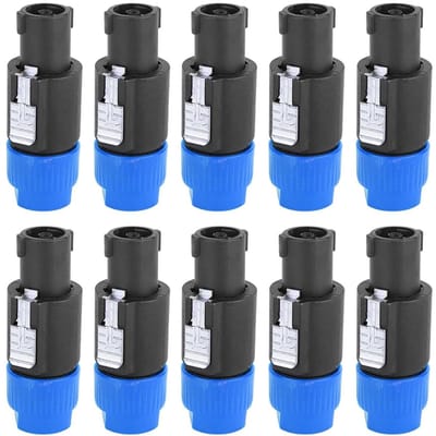 Health Gear C NL4FC Audio Speaker Plugs - 10 Stuks - Waterproof - C NL4FC Speakon Plug Cable - 4-Pin Video Speaking - Copper-Coated Contacts voor 6-15mm Kabel (BLAUW)
