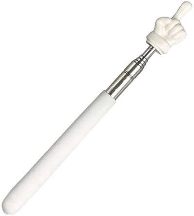Aanwijsstok Uitschuifbaar - Vingerleesstok - RVS - Kunststof - Uitschuifbare - Aanwijsstok Telescopisch - Presenter - Aanwijsstick Pen - Aanwijsstok Met Handje - Presenter - Geschikt voor klaslokalen, vergaderruimtes, collegezalen - 20-68cm - Wit