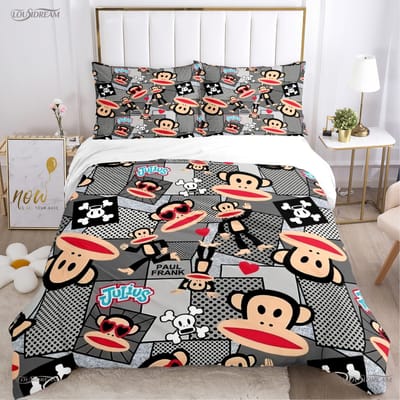 Schattige P-Paul F-Frank Cartoon Anime Dekbedovertrek Grappige Kawaii Beddengoed Set Zachte Dekbedhoes En Kussenslopen Enkel/Dubbel/Queen/King US Full(200*230cm)3pcs