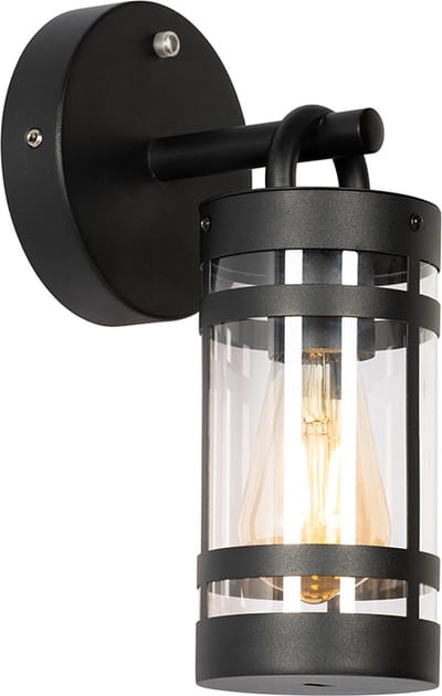 QAZQA ruben - Industriele Wandlamp voor buiten - 1 lichts - D 168 mm - Zwart - Industrieel - Buitenverlichting