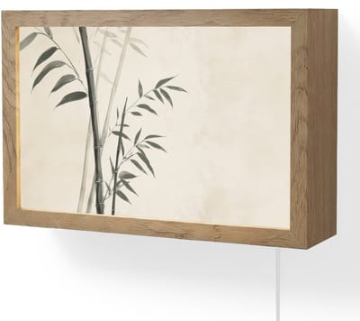 Wandlamp 30x20 cm - Oplaadbaar - Japandi - Bamboe - Beige - Wandlampen binnen woonkamer - Slaapkamer lamp met kabel - Decoratieve nachtlamp - Vloerlamp snoer