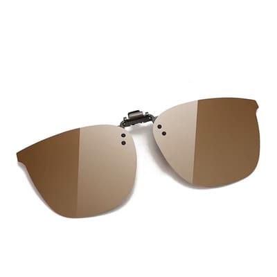 Loud and Clear® - Clip On Zonnebril - Cat Eye - Overzet - Opzet - Heren - Dames - Bruin - Opklapbaar - Gepolariseerd