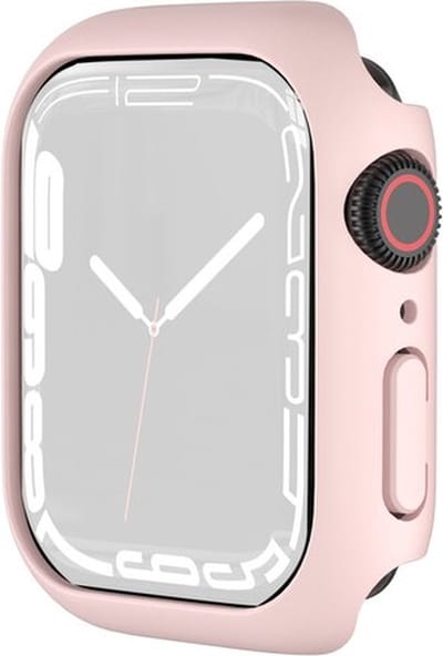 By Qubix - Apple Watch 45mm Hard case (open front) - Roze - Geschikt voor Apple Watch 45mm hoesje - screenprotector - Bescherming iWatch - Bescherm hoesje