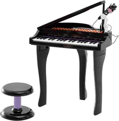 Digitale Kinderpiano met Krukje en Microfoon - 37 Toetsen Zwart