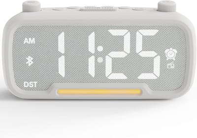 Digitale wekkerradio met Bluetooth, lichtwecker met USB oplader, batterijback-up, dimbaar, instelbaar volume voor diepe slapers