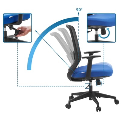 Bureaustoel / draaistoel SEDITO Zitting stof / rugleuning netstof zwart / blauw hjh OFFICE
