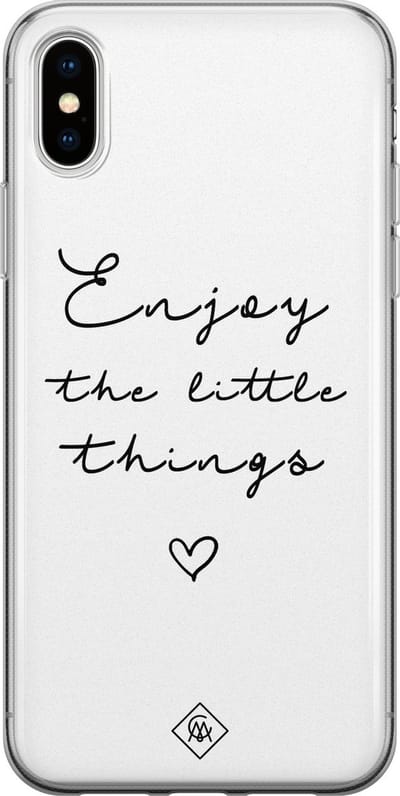 Casimoda® hoesje - Geschikt voor iPhone Xs Max - Enjoy Life - Siliconen/TPU telefoonhoesje - Backcover - Tekst - Zwart