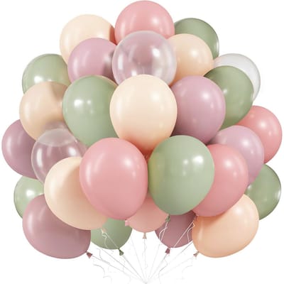Ballonnen set 60 stuks - pastelgroen, pastelroze en oranje - feestdecoraties voor verjaardag en bruiloft - SnelShoppen