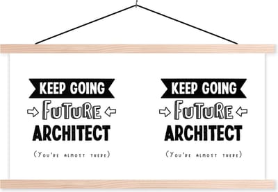 Posterhanger incl. Poster 120x60 cm - Schoolplaat - Architect - Onderwijs - Studeren - Studenten - Textielposter - Blanke latten