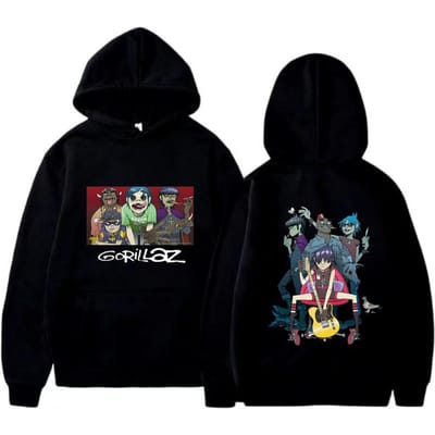 Unisex Vintage Y2K Kleding Muziekband Gorillaz PUNK ROCK Herenmode bedrukte hoodie sweatshirt Harajuku heren hoodie kleding S gray