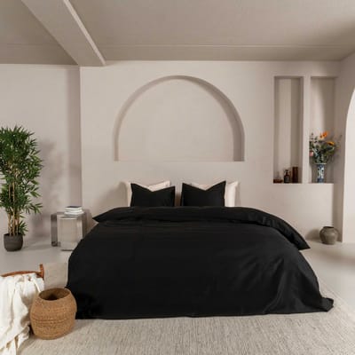 Kayori Kiso Dekbedovertrek Tencel - 200x200-220 + 2 slopen - Tweepersoons - Zacht, Verkoelend & Antibacterieel - Zwart