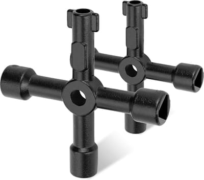 Universele 4 weg - 2stuks - Vierkantsleutels - Dopsleutelgereedschap Sleutelgereedschap - Handgereedschap - Universele multifunctionele vierkant / Driehoek sleutel - Schakelkastsleutel - Paaltjessleutel - Universele 4 weg - Zwart