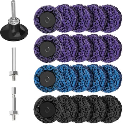 Schuurschijven Set - Reinigingsschijven Poetschijven - Oppervlakken Reinigen - Honingraatstructuur - 50 mm - Paars Blauw Zwart