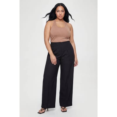 boohoo Dames Plus Pantalon Met Plooien Aan De Voorkant | Zwart | Maat: 44