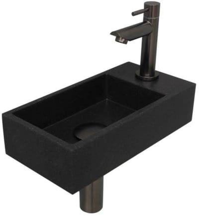 INK - Fonteinpack Quartz Rechts incl. Fonteinkraan - Design Sifon - Design Plug en Montageset - 360x180x90 Mm - Zwart