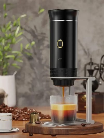 Velmio Draadloos Koffiezetapparaat 3-1 - Draagbaar Koffiezetapparaat Voor Onderweg - Espressomachine - 20 Bar - 3-in-1 Capsules & Gemalen Koffie - 60ML - Zwart