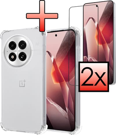 Hoesje - Met Screenprotector - 2 Stuks - Geschikt voor OnePlus 13 - Sterk & Shockproof - Siliconen Case - Back Cover - Telefoon Hoes - Shock Proof - Transparant