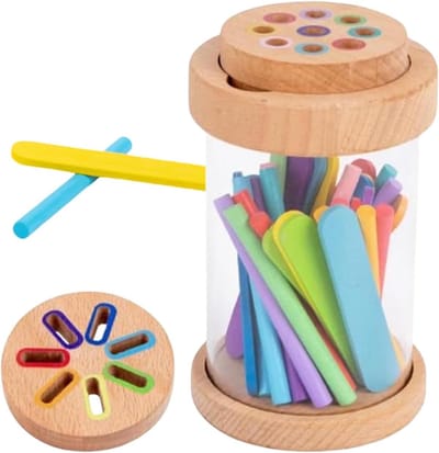Houten Puzzel - Sorteer Speelgoed - Handigheid Trainen - Gladde Houten Randen - 12 x 8 x 8 cm - Multicolor