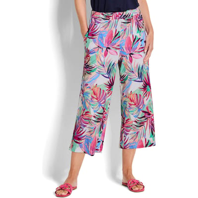 Jersey culotte VERA met palmenprint - meerkleurig / gedess. - Gr. 19 van Goldner Fashion