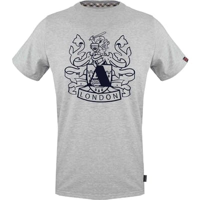 Aquascutum Heren Shield Logo Jersey Crew Neck T-Shirt (Grijs)