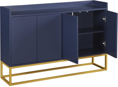 Merax Modern Dressoir - 4-Deurs Sideboard met Push-to-Open Deuren - Opbergkast - Marineblauw - 120x30x80 cm