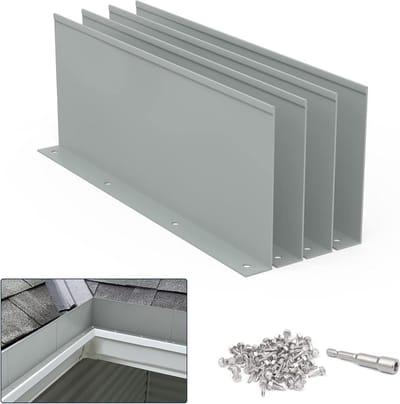 Gutter Valley Splash Guard, aluminium regenomleiding dakgoot spatschermen voor vallei, hoek of recht, 25 cm elk (4 stuks grijs)