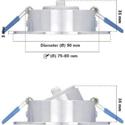 HOFTRONIC - Set van 3 Chandler Platte Inbouwspots met Lage inbouwdiepte 35mm - GU10 fitting - 2700K Warm wit - Dimbaar & Kantelbaar - 3.8W 270 Lumen - IP20 voor binnen - RVS