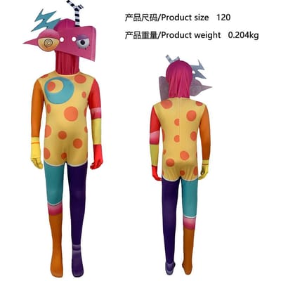 Het Geweldige Digitale Freak Circus Pomni Cosplay Kostuum Kinderen Volwassenen Caine Kinger Jumpsuit Nauwsluitende Outfit Halloween Kostuums 100-110cm beige